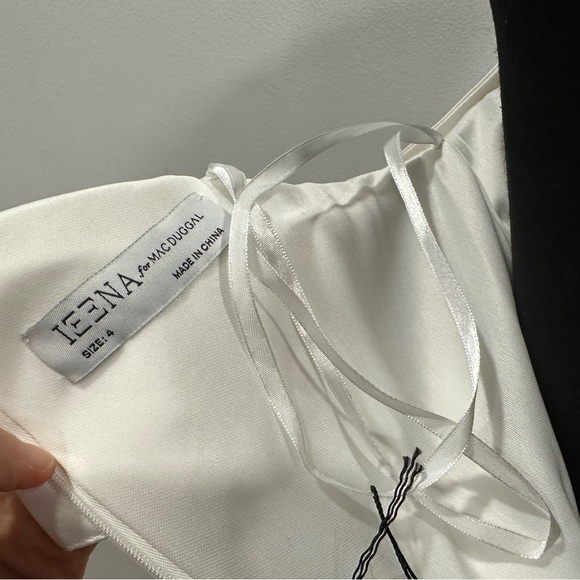 Mac Duggal 26734 Drop Shoulder Faux Tuxedo Mini Dress White 4 NWOT - Picture 7 of 7